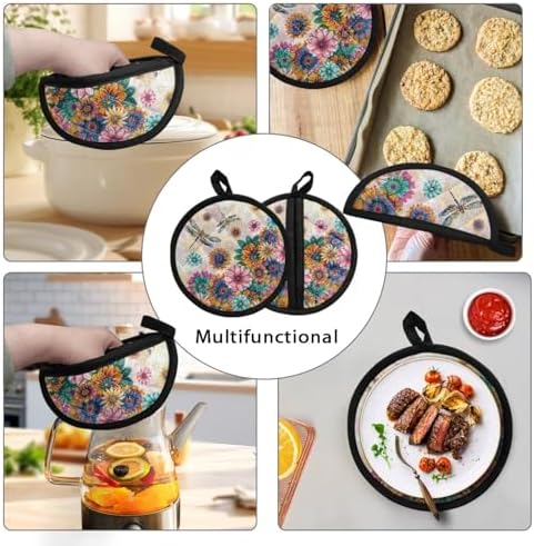 Boho Floral Dragonfly Potholders