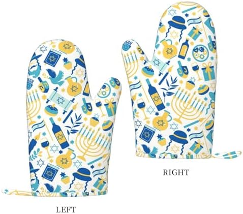 Happy Hanukkah Oven Mitts Safe Spacious for Baking BBQ