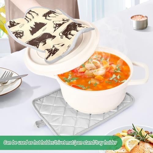 Potholder Set for Cooking Baking Heat-Resistant with Animal Designs