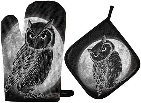 Halloween Animal Owl Potholders Oven Mitts Set