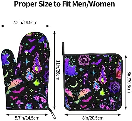 Fashionable High-Quality Halloween Goth Witchy Oven Mitts and Potholders