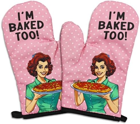 2 Pcs Funny Oven Mitts Im Baked Too Heat Resistant