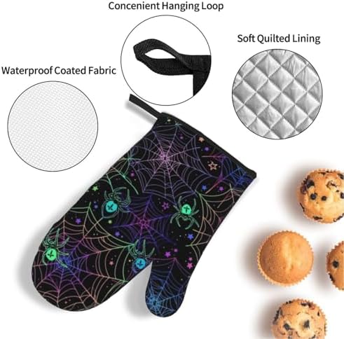 Halloween Psychological 4-Piece Oven Mitts Set for Kitchen