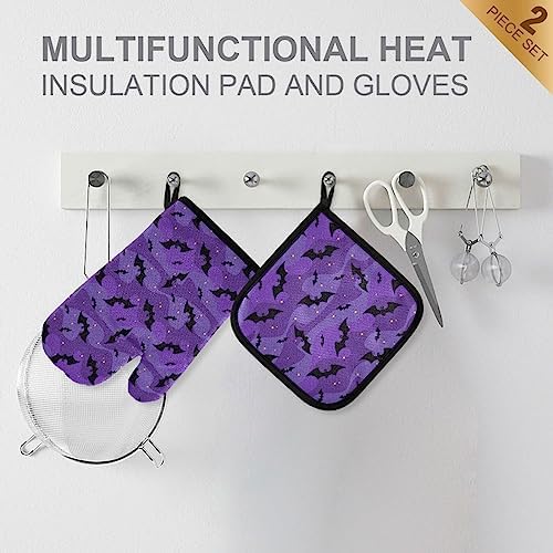 Halloween Black Bat Oven Mitts and Pot Holders