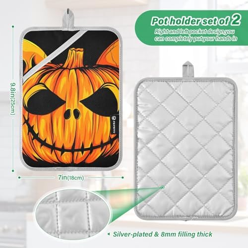 Halloween-small pumpkin skeleton heat-resistant pot holders kitchen mitts