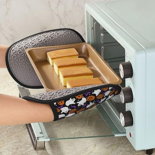 Halloween Spooky Ghosts Pumpkins Oven Mitts for Kitchen