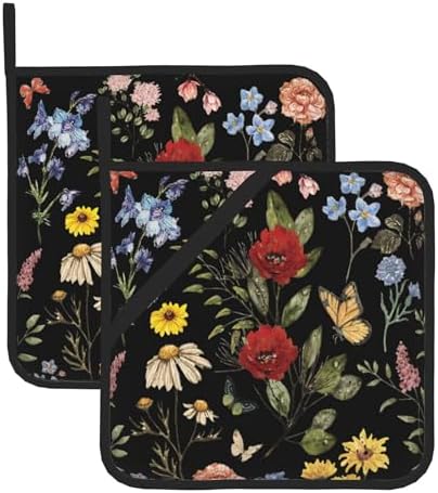 Vintage Floral Potholders Set of 2