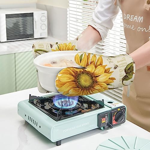 Sunflowers Oven Mitts Pot Holders Set for Kitchen Use