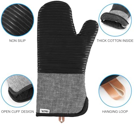 Premium Silicone Oven Mitts Set for Baking Grilling