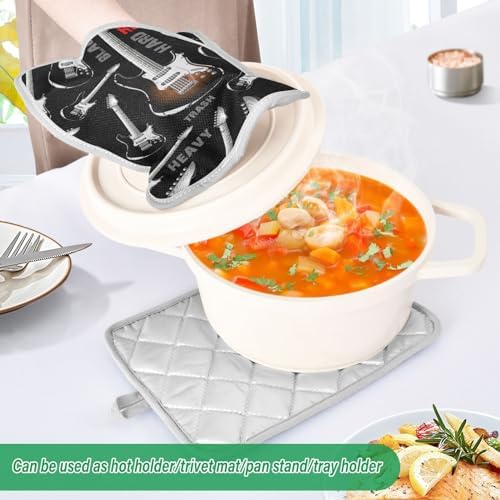 Dalzium Electric Guitar Rock Music Potholder Set - Heat-Resistant