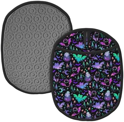 2PCS Halloween Bat Potholders Heat-Resistant Oven Mitts for Kitchen Use