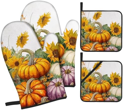 Grtfcolr Fall Pumpkin Oven Mitts and Pot Holders