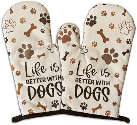 GOSJINNK 2 Pcs Funny Dogs Oven Mitts Set Heat Resistant