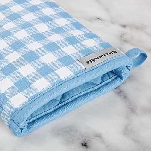 Blue Velvet Gingham Oven Mitt Set 2-Pack