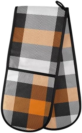 Heat-Resistant Halloween Plaid Oven Mitts