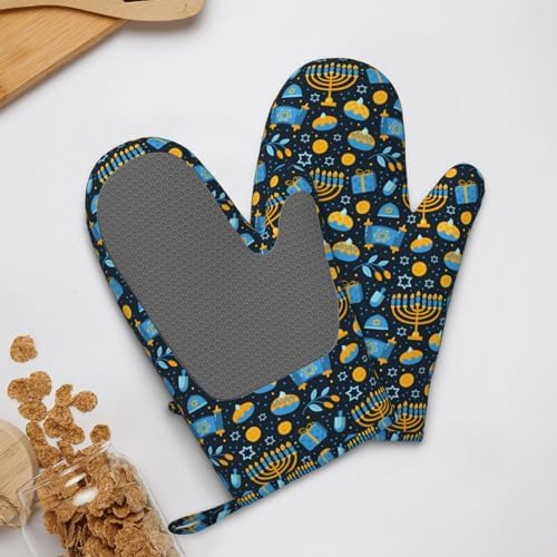 Happy Hanukkah Oven Mitts for Cooking