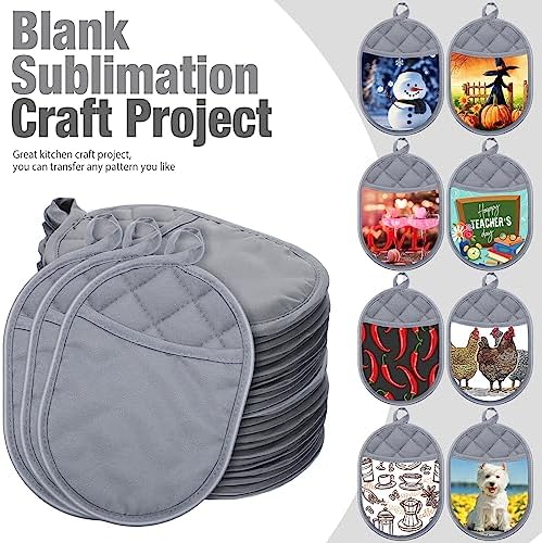 Set of 12 Heat-Resistant Gray Oval Pot Holders for Kitchen