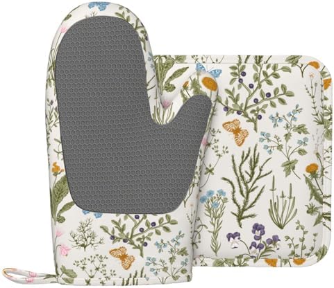 Cozy Floral Oven Mitts Set