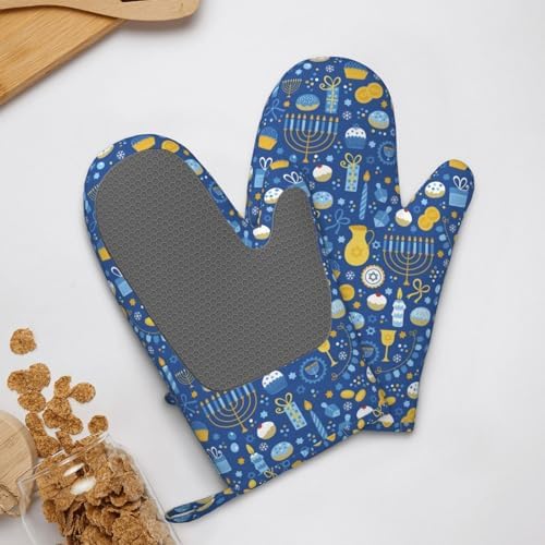 Happy Hanukkah Oven Mitts transparent silicone oven gloves for cooking