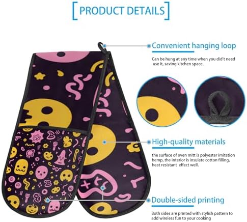 Halloween Abstract Ghosts Double Oven Mitts