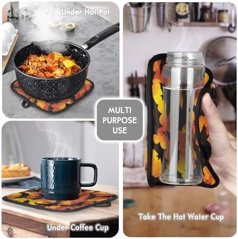 Halloween Bats Oven Mitts and Pot Holder Set