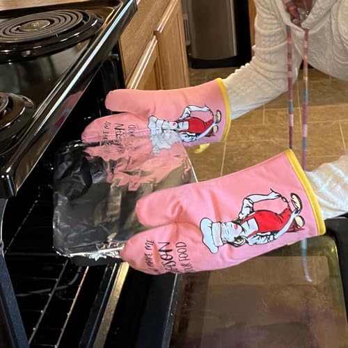 Funny and Warm Retro Baking Oven Mitt Set for Women