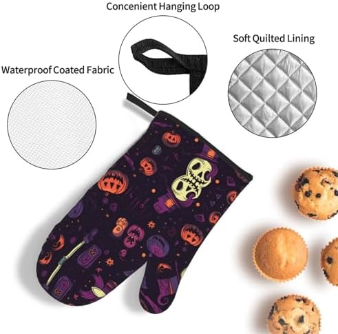 Halloween-Themed Heat-Protective Oven Mitts Set