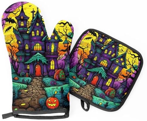 Aglebo Halloween Oven Mitt Set Safe Hands Heat-Resistant Pumps