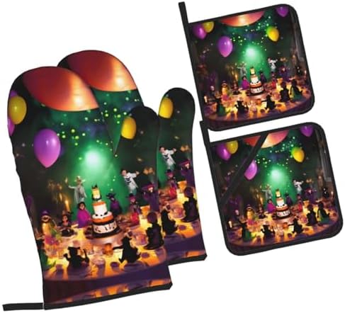 Halloween Party Oven Mitts Heat-Resistant Waterproof Durable