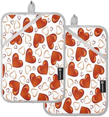 Kcldeci Red Hearts 2-Pack Pot Holder Set