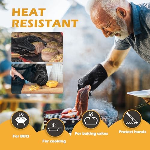 2-Piece Silicone Oven Mitts Heat-Resistant 500 Degrees
