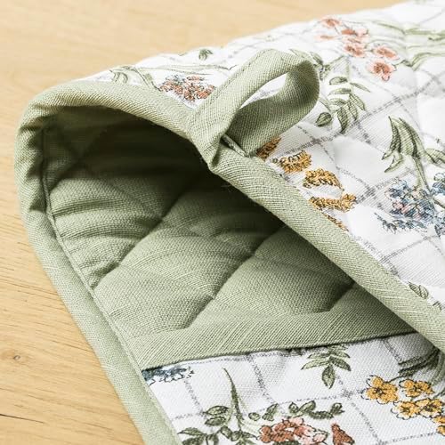 Rhoda French Countryside Quilted Oven Mitt Sage Green