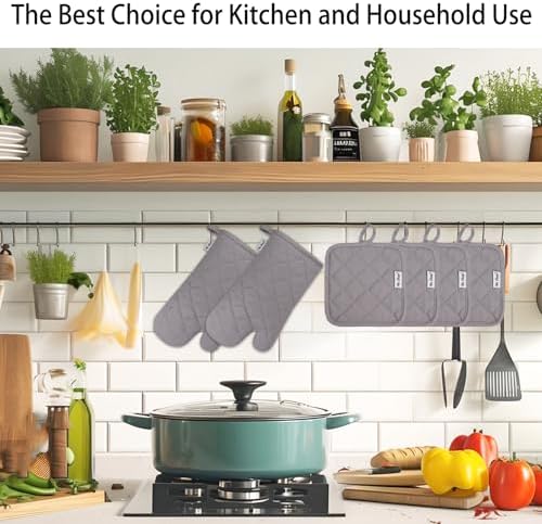 6-Piece Oven Mitts Potholders Set for Safe Cooking