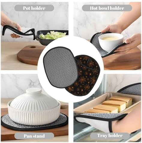 2PCS Halloween Spiderweb Silicone Pot Holder Set
