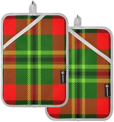 Kcldeci Green Red Tartan Plaid 2Pack Pot Holder Set Heat Resistant Patternd 101