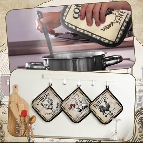 Bencailor 12 Pcs Farmhouse Rooster Potholders