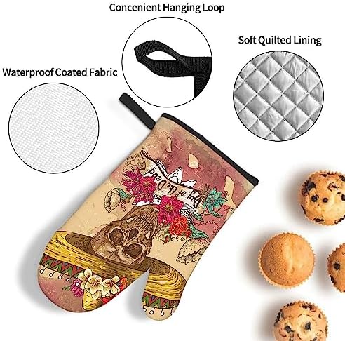 SSOIU Day of the Dead Halloween Oven Mitts Pot Holders Set