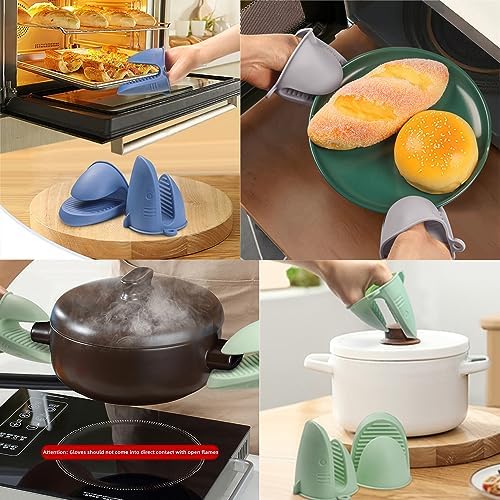 Mini Oven Gloves Silicone Heat Resistant Cooking Pinch Mitts Potholder Blue