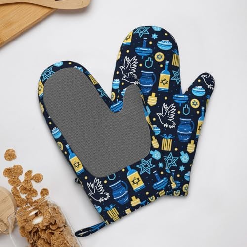 Happy Hanukkah Jewish Festival Reviewed Kitchen Oven Mitts