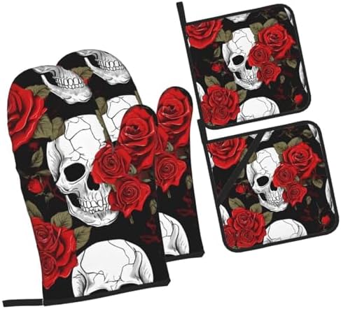 Heat Resistant Halloween Oven Mitts Set of 4 - Perfect for Cooking Baking