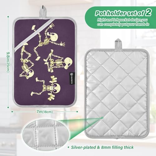 2-Piece Spooky Halloween Skeleton Pot Holder Set