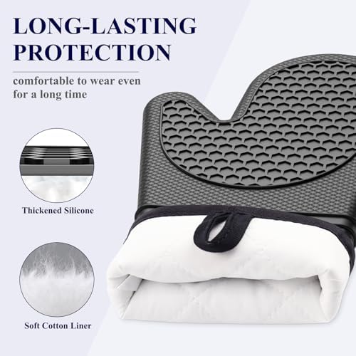 Two-Piece Heat-Resistant Silicone Oven Mitts for Baking Cooking