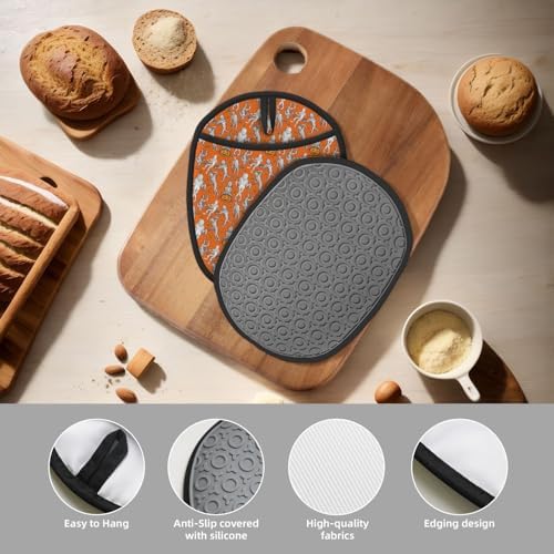 Premium Heat-Resistant Silicone Pot HoldersHalloween Mummy Oven Mitts with Hanging Loop
