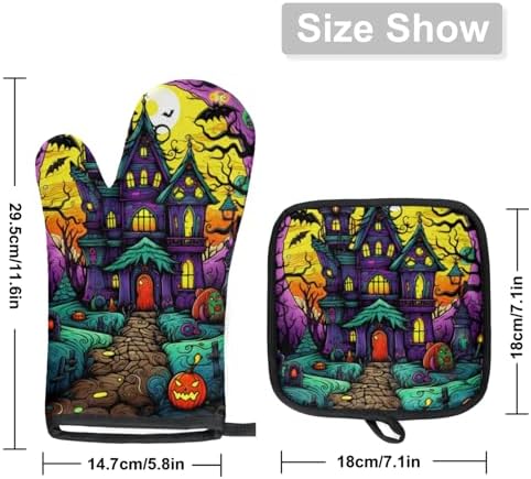 Aglebo Halloween Oven Mitt Set Safe Hands Heat-Resistant Pumps