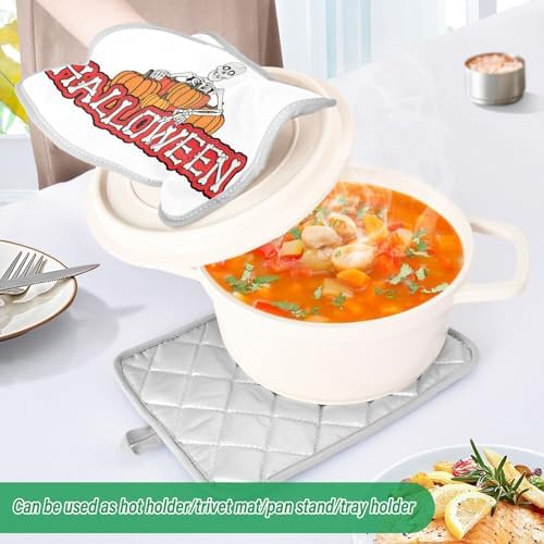 OURVII 2Pcs Halloween Pumpkin Potholders Non-Slip