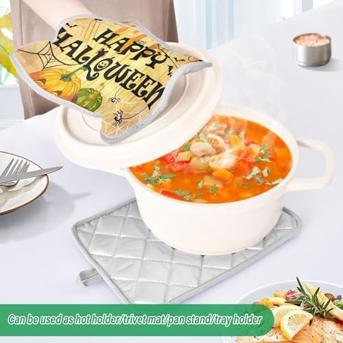OurVii Halloween Spiderweb Pumpkins Pot Holder Set