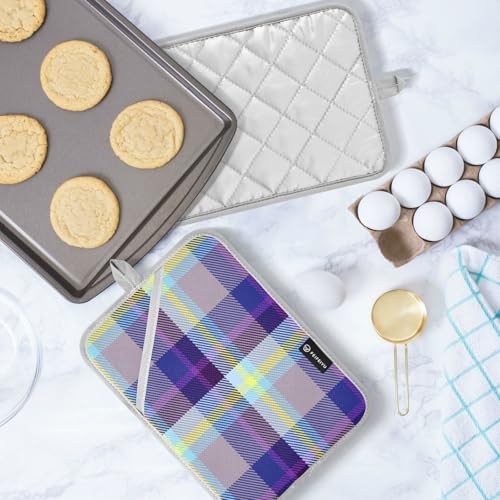 Kcldeci Madras Plaid Heat-Resistant Potholders for Cooking Baking