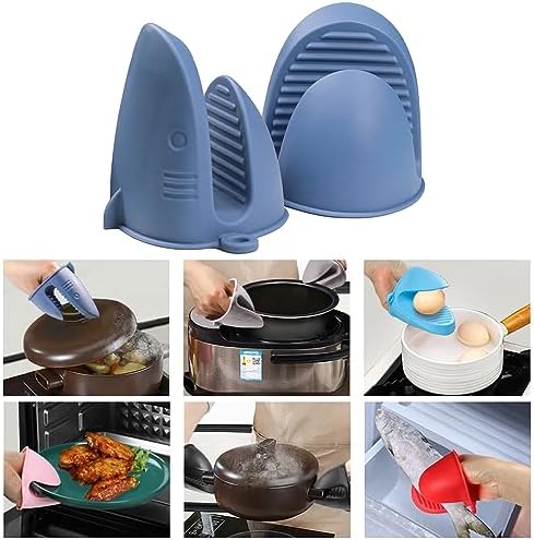 Mini Oven Gloves Silicone Heat Resistant Cooking Pinch Mitts Potholder Blue