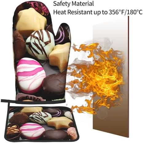 Quopvn Chocolate Printed Oven Mitts and Pot Holders Set