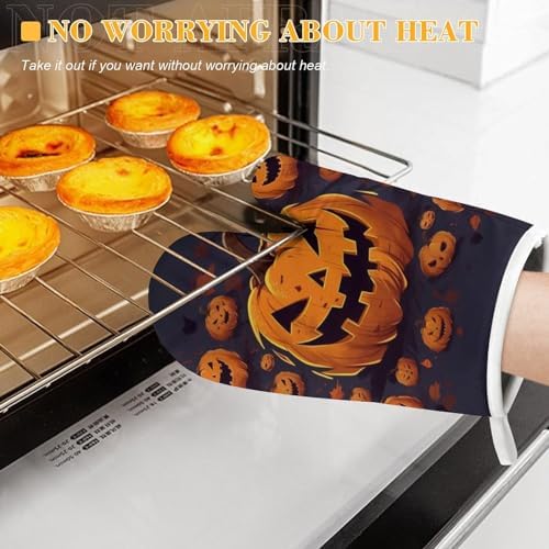 Halloween Pumpkin Oven Mitts Pot Holders Set for Cooking